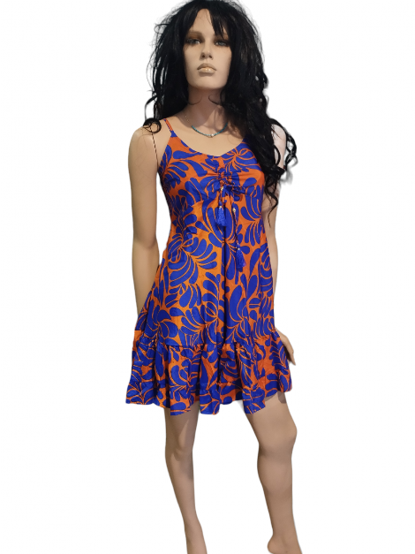 Φορέματα -  Φόρεμα mini με τιράντα και σούρα στο ντεκολτέ σε εκάι χρώμα